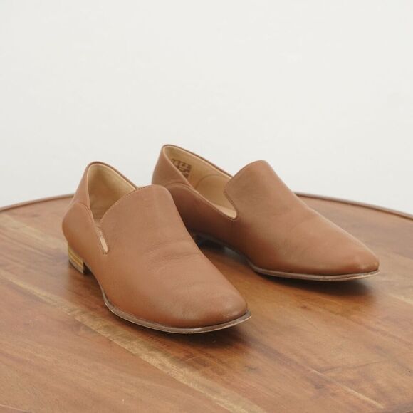 Clarks Womens Pure Viola Dark Tan Loafers Size 8.5 Leather Slip On Casual - Picture 2 of 11